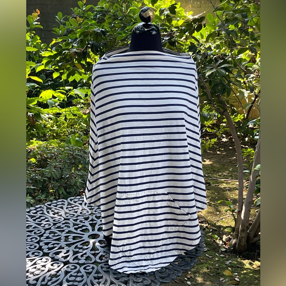 Rock Flower Paper Striped Poncho - one size
